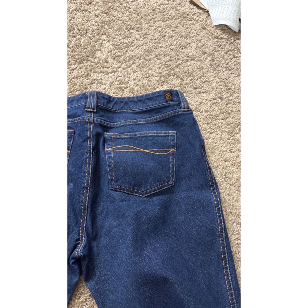 Ariat Real Bootcut Jeans Womens 34L Dark Wash Denim Western Riding Pants kk14 - Picture 7 of 10